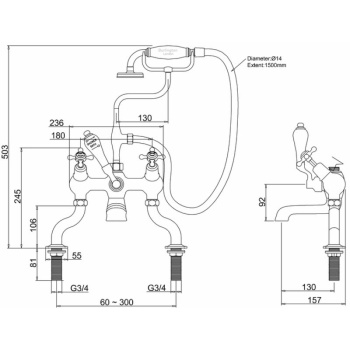 Burlington Claremont Angled Bath Shower Mixer Deck Mounted